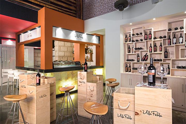 Villa Paola Wine Bar Restaurant located within Market Place at The Pyramid at Grand Oasis Hotel