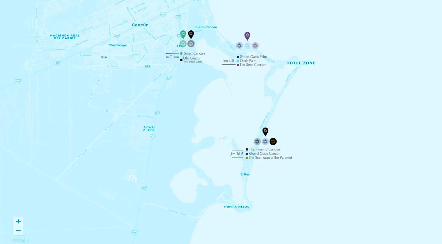 Mapa de ubicación del hotel The Pyramid Cancun